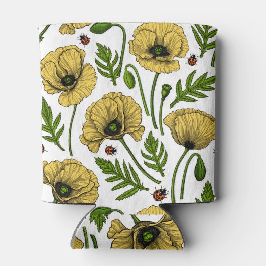 Gelbe Mohn und Ladybugs Dosenkühler (Rückseite)