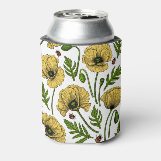 Gelbe Mohn und Ladybugs Dosenkühler (Kanne Rückseite)