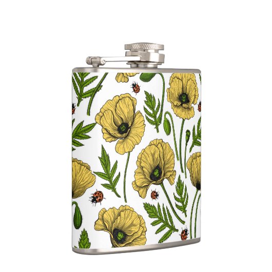 Gelbe Mohn und Ladybugs Flachmann (Rechts)