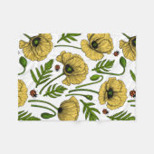 Gelbe Mohn und Ladybugs Fleecedecke (Vorderseite (Horizontal))