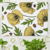 Gelbe Mohn und Ladybugs Geschirrtuch (Gefaltet)