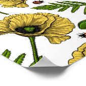Gelbe Mohn und Ladybugs Poster (Ecke)
