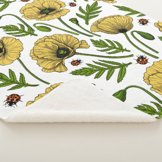 Gelbe Mohn und Ladybugs Sherpadecke (3/4)