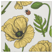 Gelbe Mohn und Ladybugs Stoff (Muster)