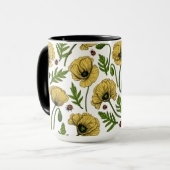 Gelbe Mohn und Ladybugs Tasse (Vorderseite Links)