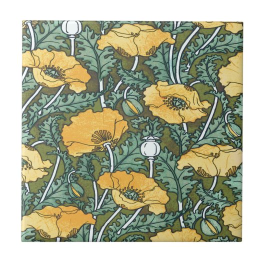 Gelbe Mohnblume Fliese (Vorderseite)