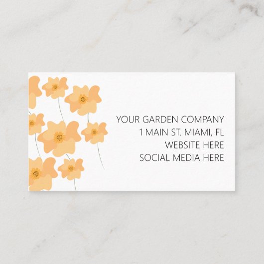 Gelbe Mohnblume Pflanze Sitter Visitenkarte (Rückseite)