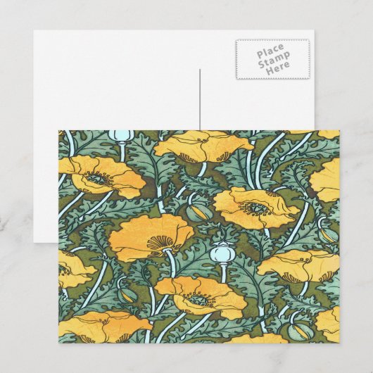 Gelbe Mohnblume Postkarte (Vorne/Hinten)