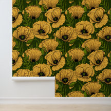 Gelbe Mohnblumen auf dunkelgrün