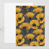 Gelbe Mohnblumen auf Marineblau (Vorne/Hinten)