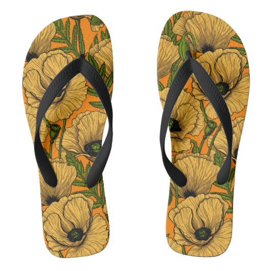 Gelbe Mohnblumen Badesandalen (Fußbett)