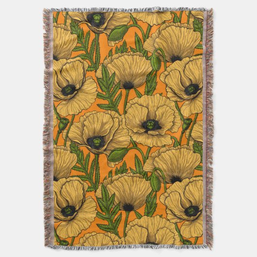 Gelbe Mohnblumen Decke (Vorderseite Vertikal)