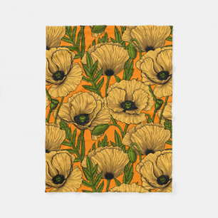 Gelbe Mohnblumen Fleecedecke
