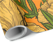 Gelbe Mohnblumen Geschenkpapier (Rolleneckpunkt)