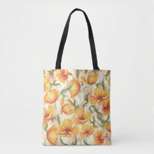 Gelbe Mohnblumen: handgezeichnetes Wasserfarbmuste Tasche