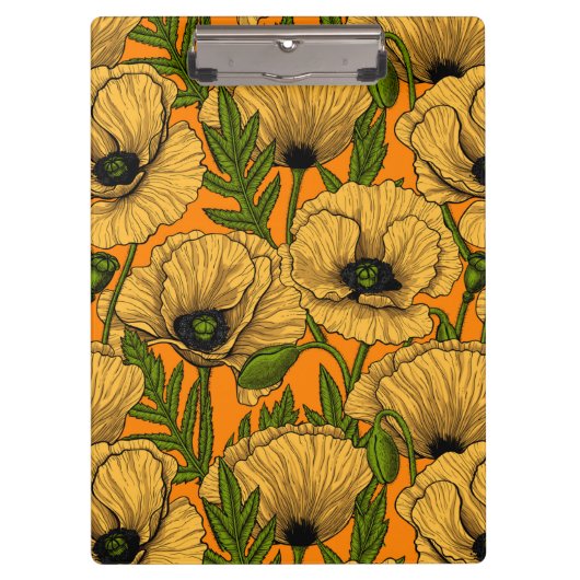 Gelbe Mohnblumen Klemmbrett (Vorderseite)
