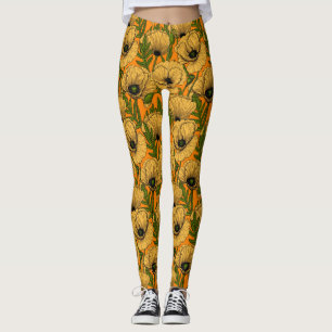 Gelbe Mohnblumen Leggings