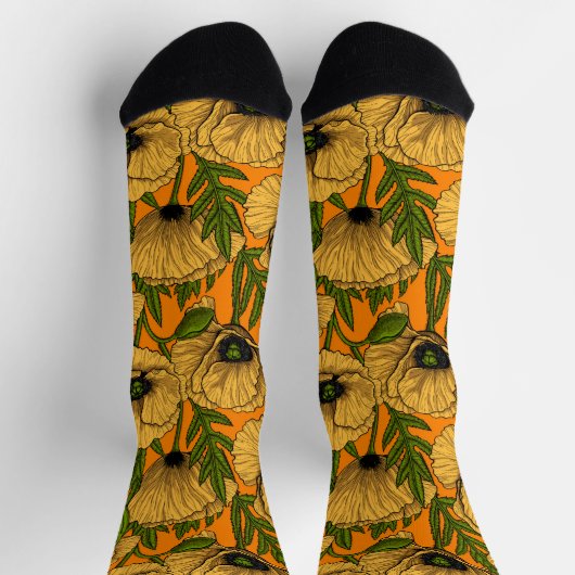 Gelbe Mohnblumen Socken (Oben)