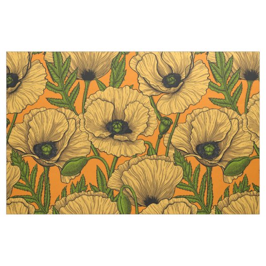 Gelbe Mohnblumen Stoff (Fat Quarter (45,7 x 55,9 cm))