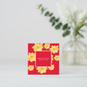 Gelbe Mohnblütengarten Pflanze Sitter Rot Quadratische Visitenkarte (Stehend Vorderseite)