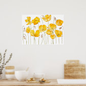 Gelbe Mohnfarbe und Aquarell Poster (Küche)