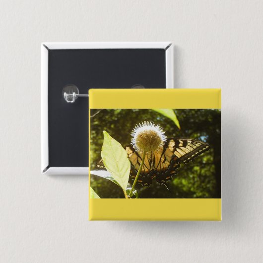 Gelbe Monarchknopf Button (Vorne & Hinten)