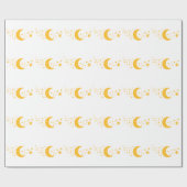 Gelbe Mondsterne Geschenkpapier (Flach)