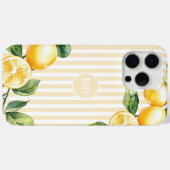 Gelbe Mongram Lemon Eleganter Streifen Mittelmeer Case-Mate iPhone Hülle (Rückseite (Horizontal))