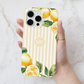 Gelbe Mongram Lemon Eleganter Streifen Mittelmeer Case-Mate iPhone Hülle