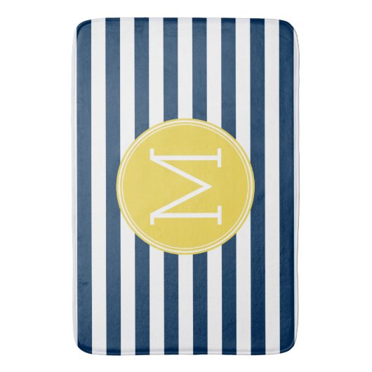 Gelbe Monografie der Navy und des White Stripes Badematte (Vorderseite Vertikal)