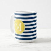 Gelbe Monografie der Navy und des White Stripes Kaffeetasse (Vorderseite Links)
