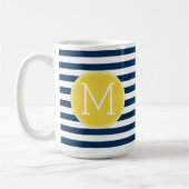 Gelbe Monografie der Navy und des White Stripes Kaffeetasse (Links)
