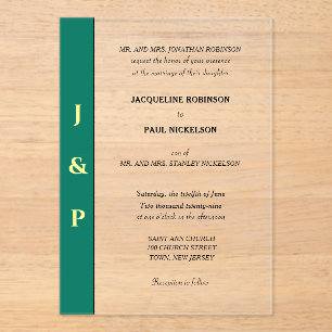 Gelbe Monogramm-Brille und Gelb klar Acryleinladungen