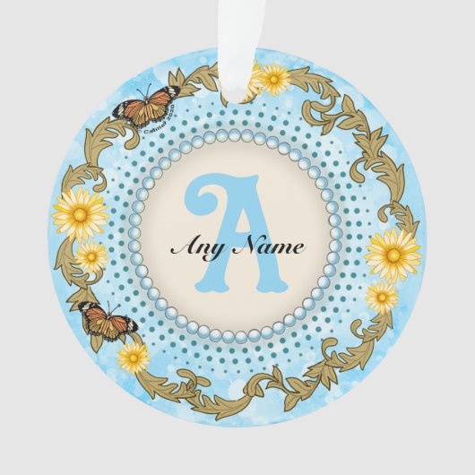 Gelbe Monogramm-Daisy Ornament (Vorderseite)