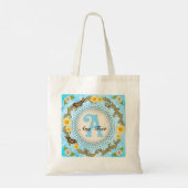 Gelbe Monogramm-Daisy Tragetasche (Rückseite)
