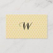 Gelbe Monogramm-Hexagon-Visitenkarte Visitenkarte (Rückseite)