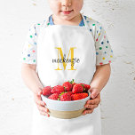 Gelbe Monogramm Initial und Name Personalisiert Kinderschürze<br><div class="desc">Individuell gestaltete Schürze für Kinder, perfekt für Ihren kleinen Koch im Training! Personalisieren Sie es mit dem Namen des Monogramms und dem ersten oder anderen benutzerdefinierten Text. Klicken Sie auf Anpassen, um Schriftart und Farben zu ändern, oder fügen Sie mehr Text oder Bilder hinzu, um ein besonderes Geschenk zu erstellen....</div>
