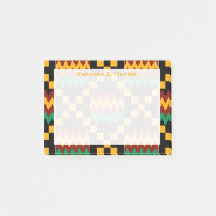 Gelbe Monogramm Kwanzaa Schwarz Rot Kente Stoff Post-it Klebezettel