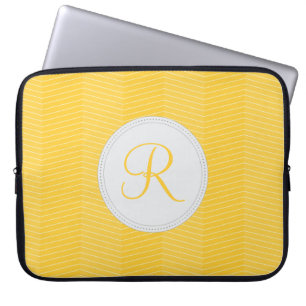Gelbe Monogramm-Laptop-Hülse Laptopschutzhülle