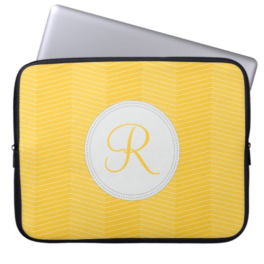 Gelbe Monogramm-Laptop-Hülse Laptopschutzhülle (Vorderseite)