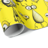 Gelbe Monster Geschenkpapier (Rolleneckpunkt)