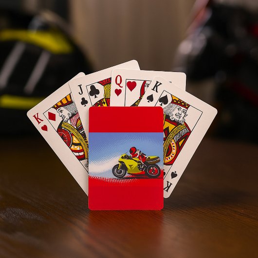 Gelbe Motorrad Spielkarten