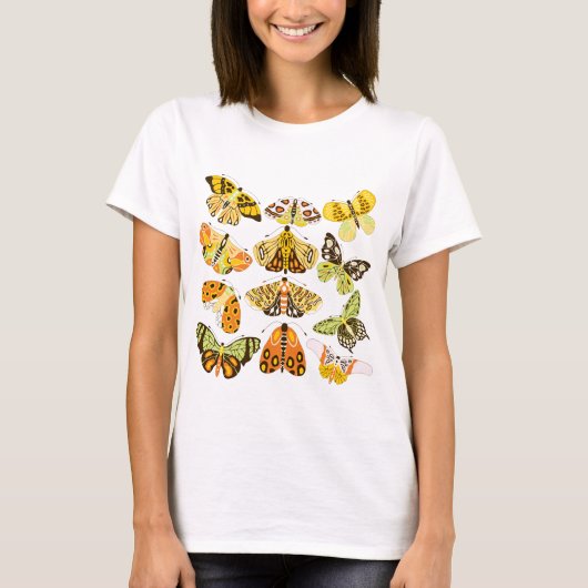 Gelbe Motte und Schmetterling T-Shirt (Vorderseite)