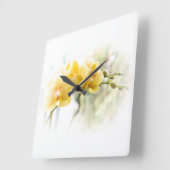 Gelbe Motten-Orchidee im Sonnenschein Quadratische Wanduhr (Winkel)