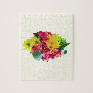 Gelbe Mums und rosa asiatische Lilien Puzzle