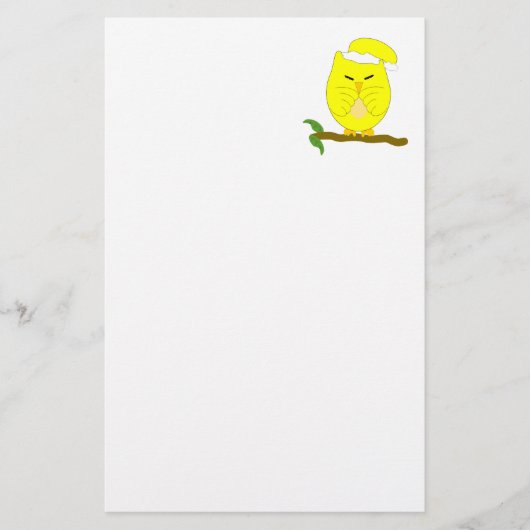Gelbe Nachteule Design Briefpapier (Vorderseite)