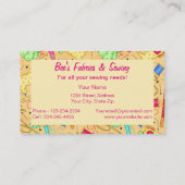 Gelbe Nähbegriffe Kunstgewerbe Visitenkarte (Rückseite)