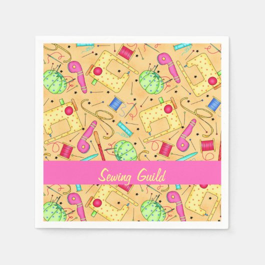 Gelbe Nähbegriffe Kunstname personalisiert Serviette (Vorderseite)
