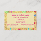 Gelbe nähende Kunst-Gewebe-Speicher-Werbeaktion Visitenkarte (Rückseite)