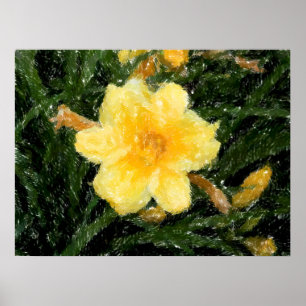 Gelbe Narzisse Blume abstrakte Originalkunst Poster